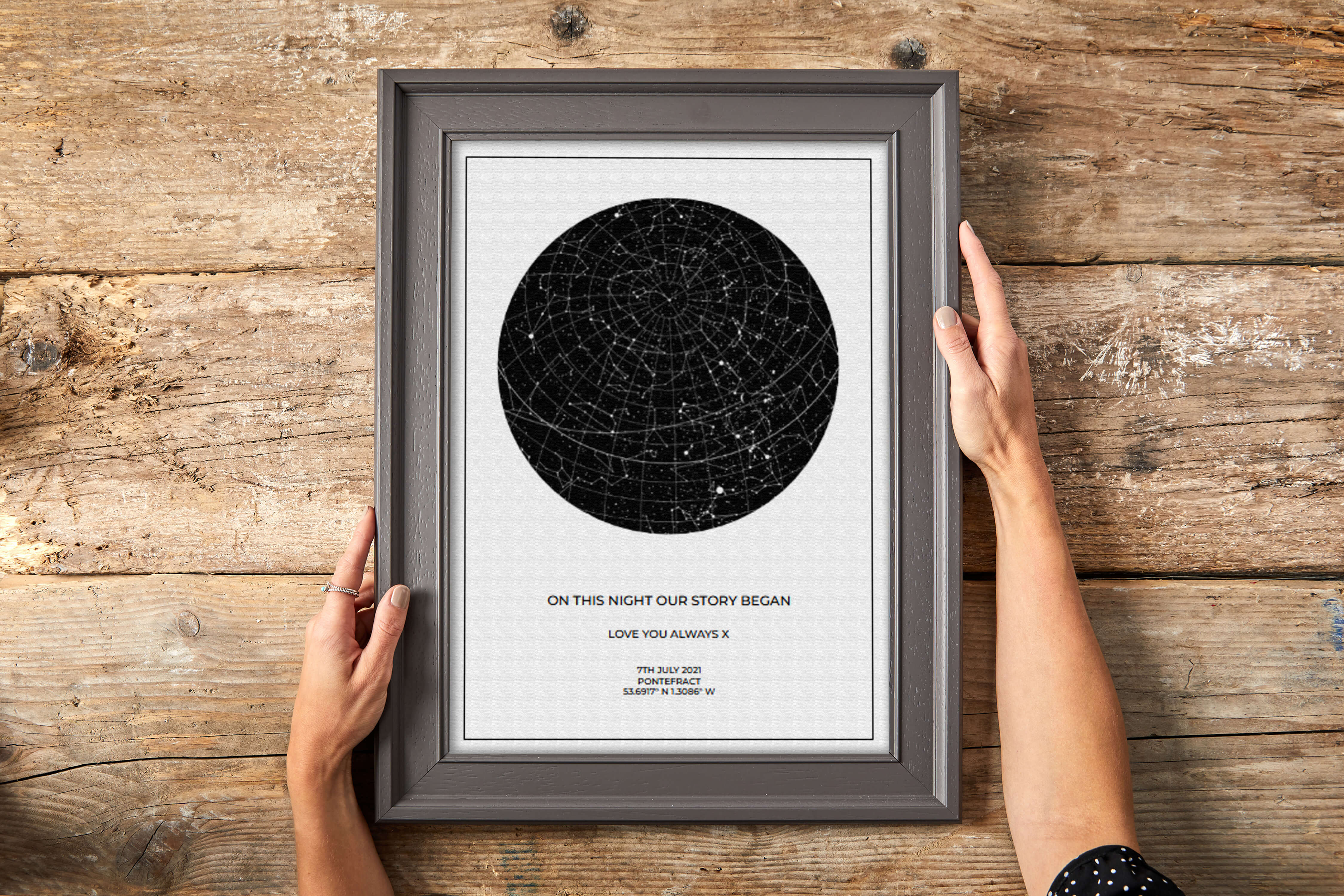 Create your own custom Star Map and display inside one of our hand finished made to measure picture frames with a huge range of frame styles to choose from.